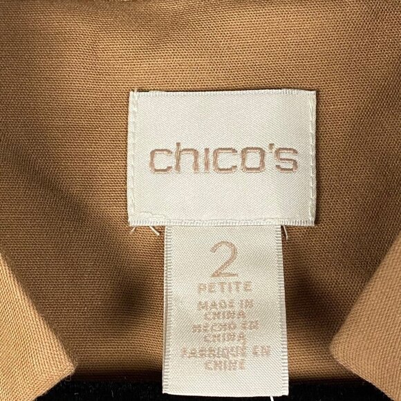 Chicos Drawstring Duster Jacket Womens 2P US PL Brown Sugar Snap Button Pockets - Picture 4 of 10